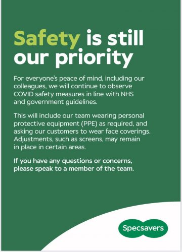 Safety is still a priority at Specsavers